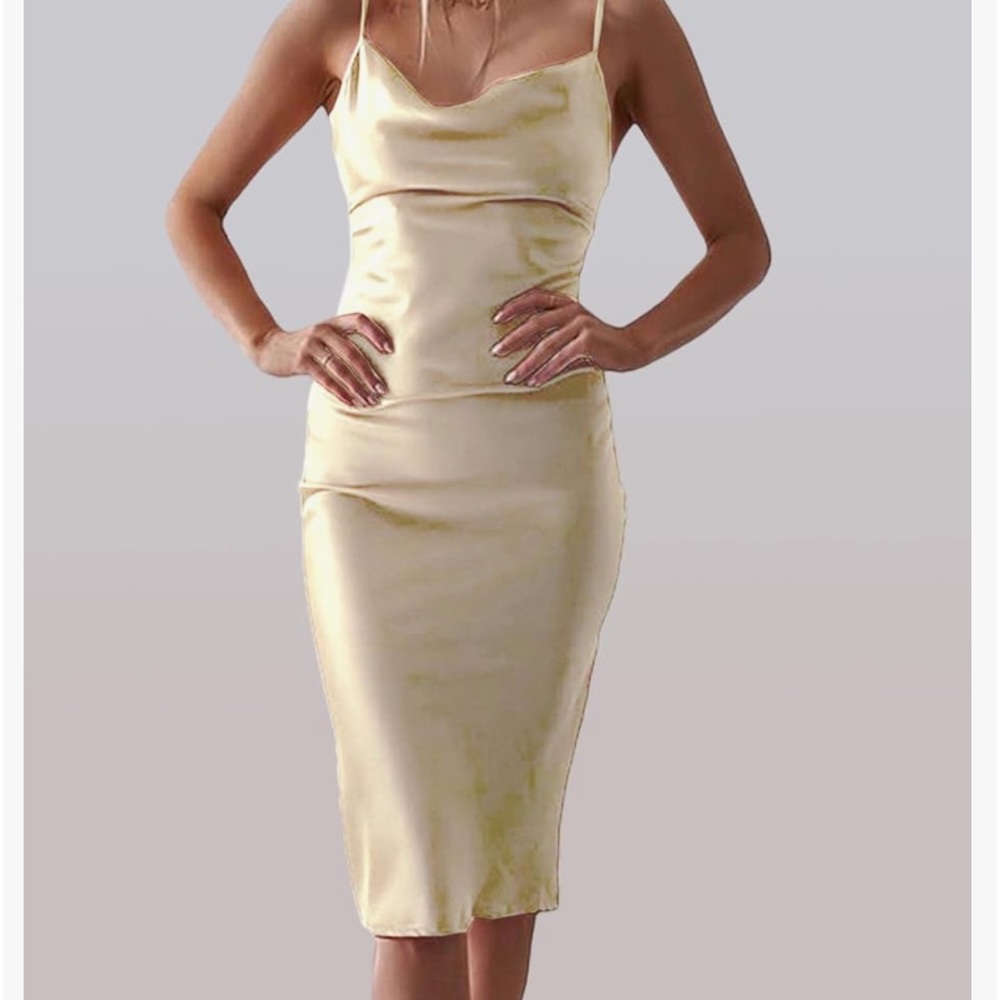 Champagne gold midi dress